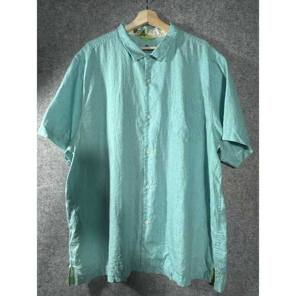Tommy Bahama Other - Tommy Bahama Men's 100% Linen Button Front Shirt Aqua Blue XXL Island Casual